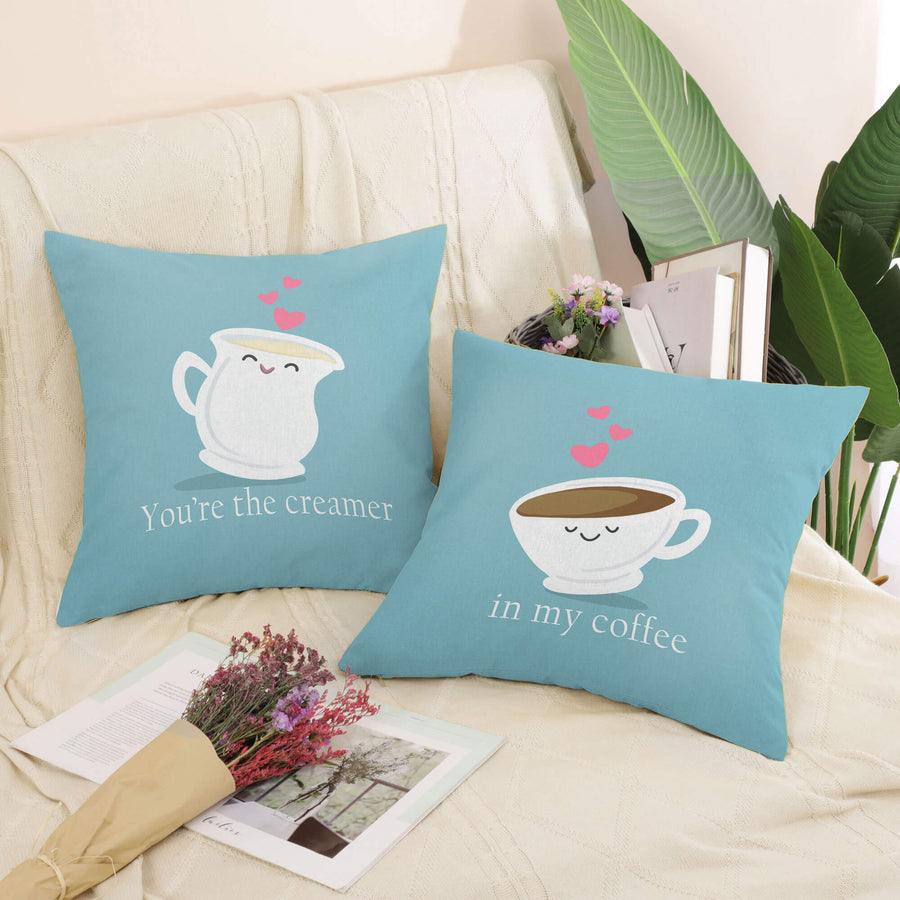 Coffee and Cream Love Cushion Cushion Clock Canvas