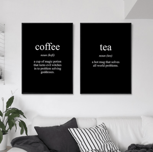 Coffee and Tea Canvas Art Set of 2 / 40 x 50cm / No Board - Canvas Print Only Clock Canvas