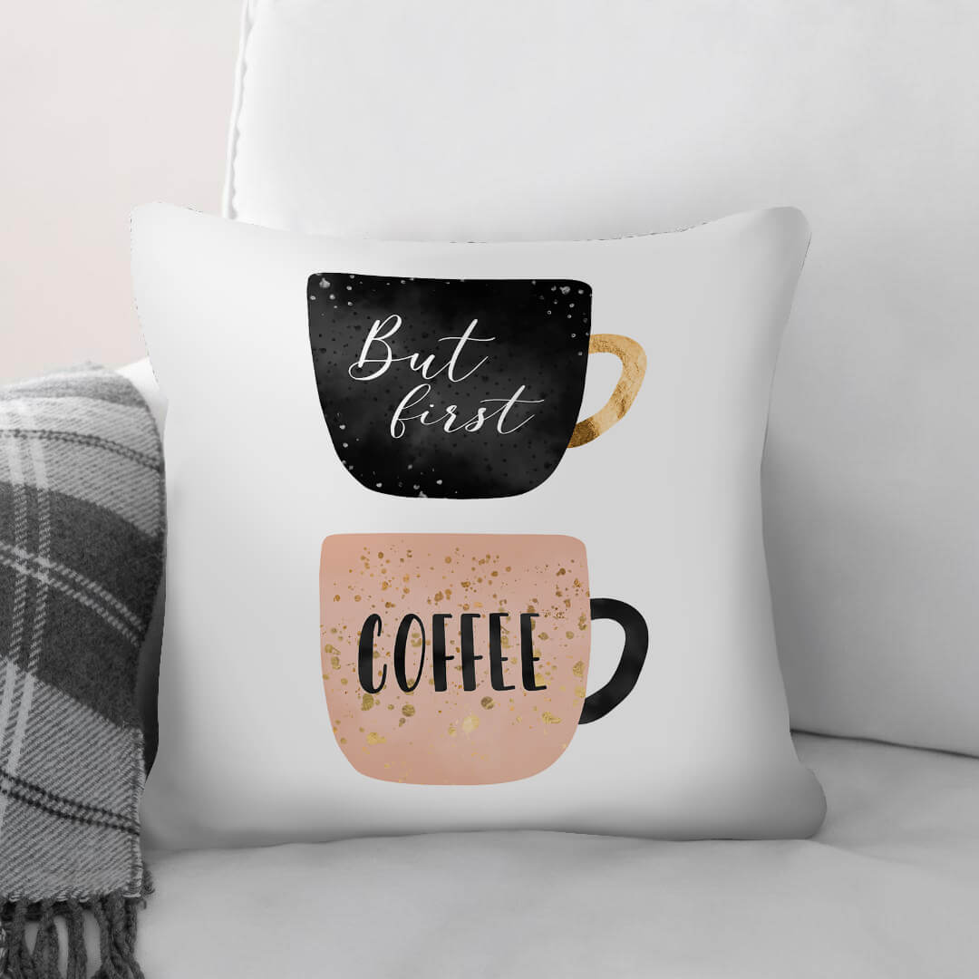 Coffee Cups A Cushion Cushion 45 x 45cm Clock Canvas
