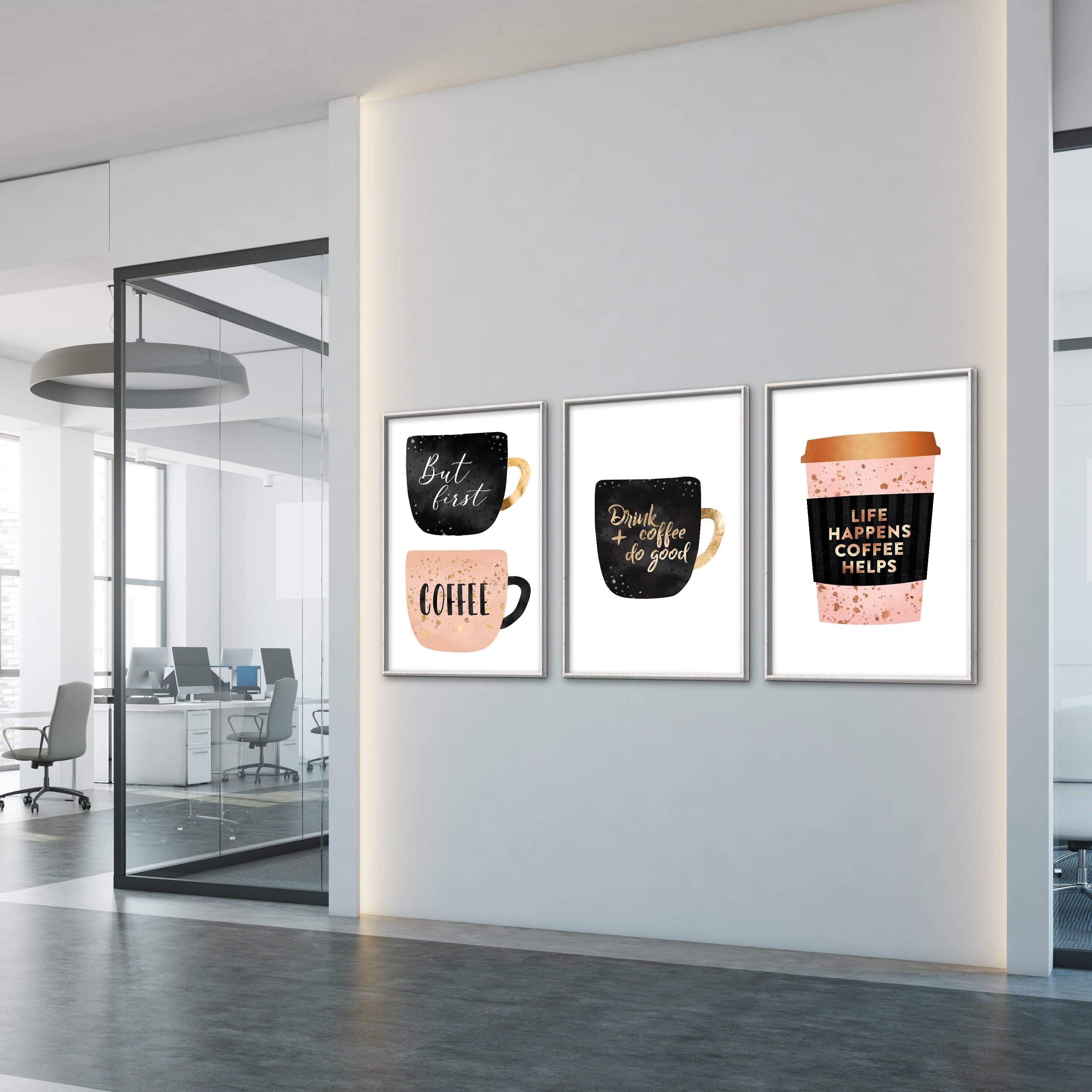 Coffee Cups Canvas Art Clock Canvas