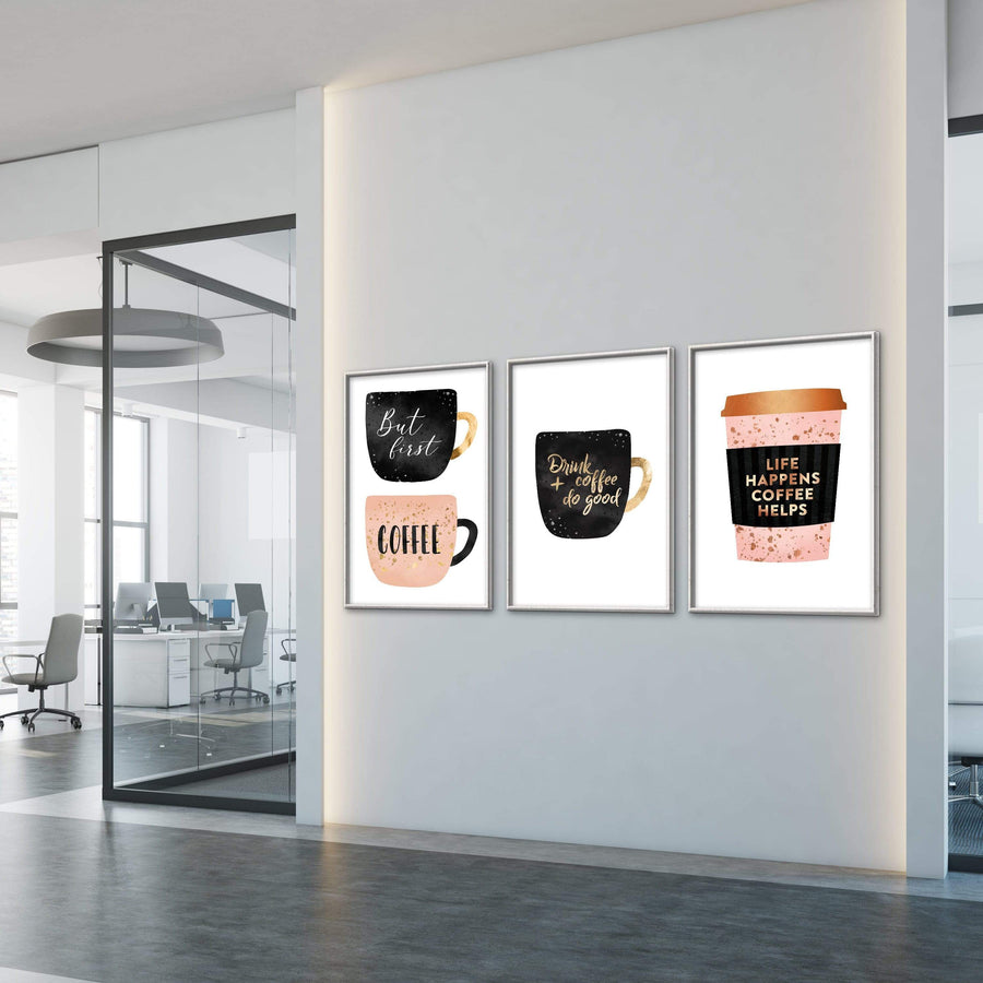 Coffee Cups Canvas Art Clock Canvas