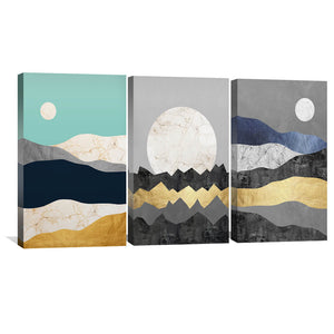 Collage Landscape Canvas Art Set of 3 / 30 x 45cm / Unframed Canvas Print Clock Canvas