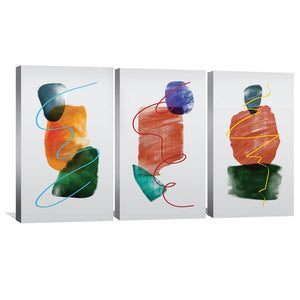 Color Collage Canvas Art Set of 3 / 30 x 45cm / Unframed Canvas Print Clock Canvas
