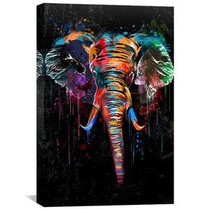 Color in the Dark Elephant Canvas Art Clock Canvas
