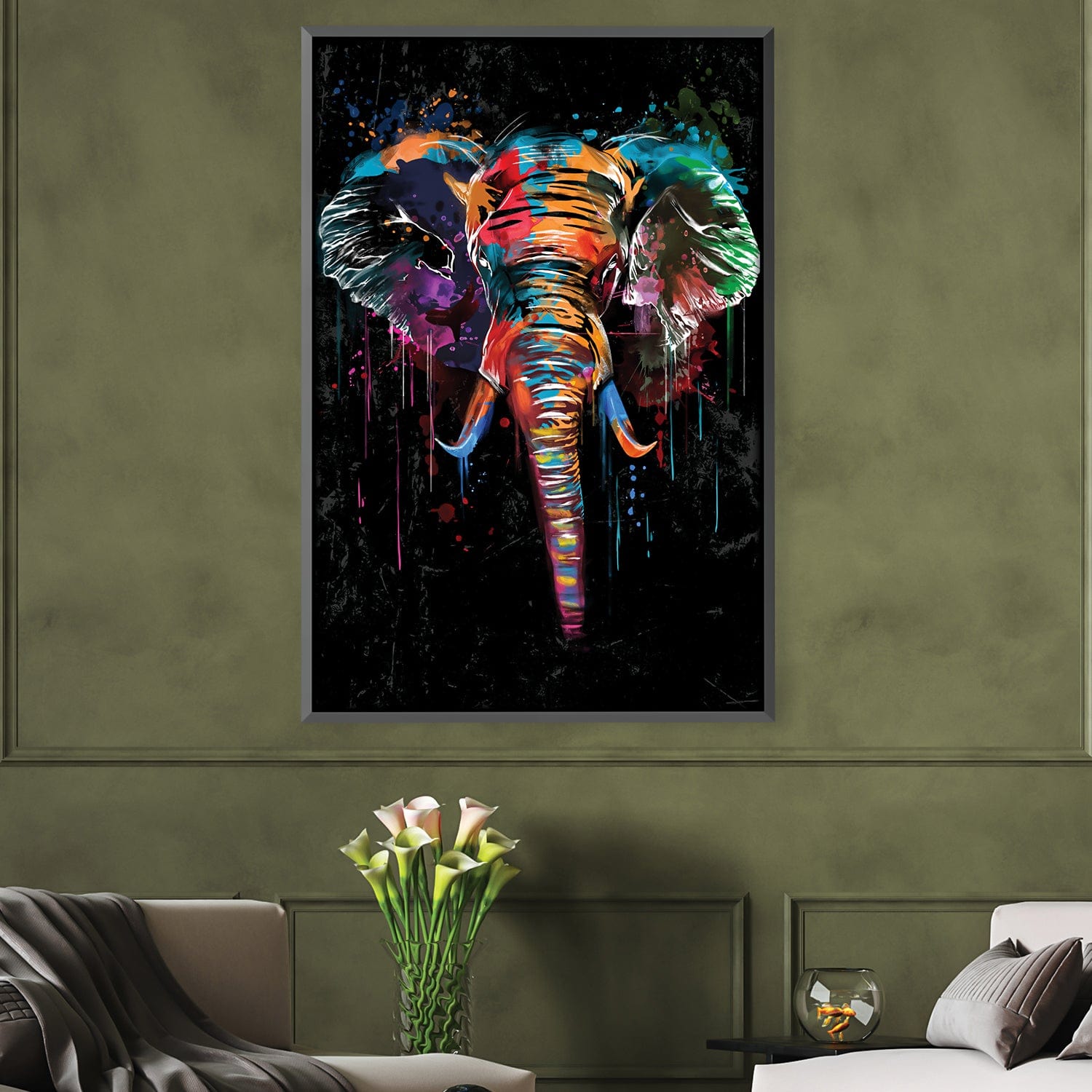 Color in the Dark Elephant Canvas | Canvas Wall Art