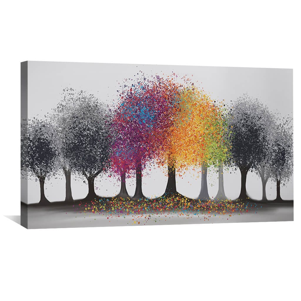 Color in the Grey Forest Canvas Art 50 x 25cm / Unframed Canvas Print Clock Canvas