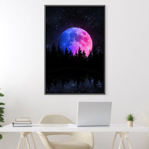 Color Moon Horizon Canvas Art Clock Canvas