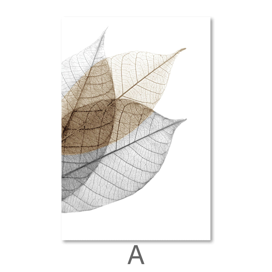 Color Splash Leaf Canvas Art A / 40 x 60cm / Unframed Canvas Print Clock Canvas