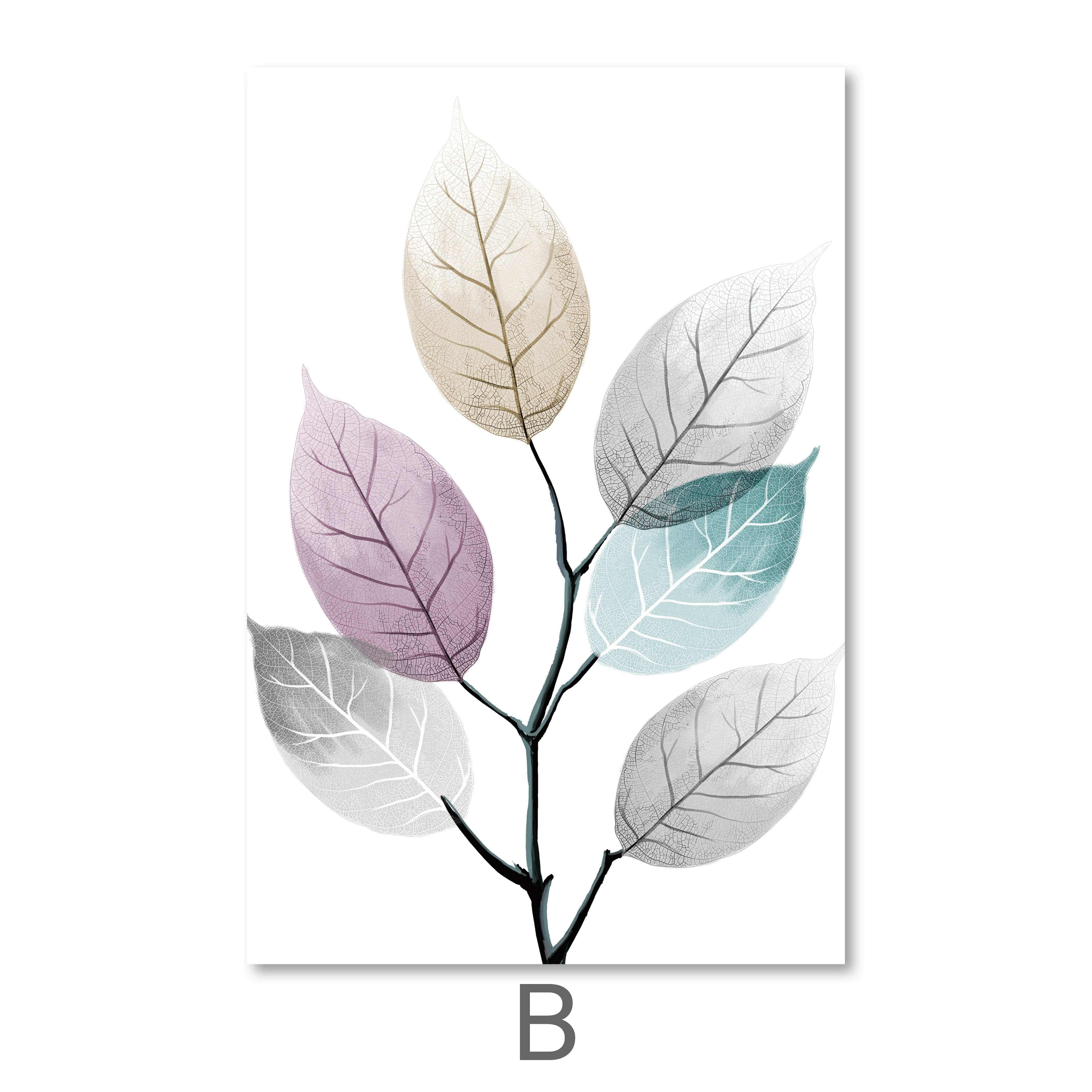 Color Splash Leaf Canvas Art B / 40 x 60cm / Unframed Canvas Print Clock Canvas