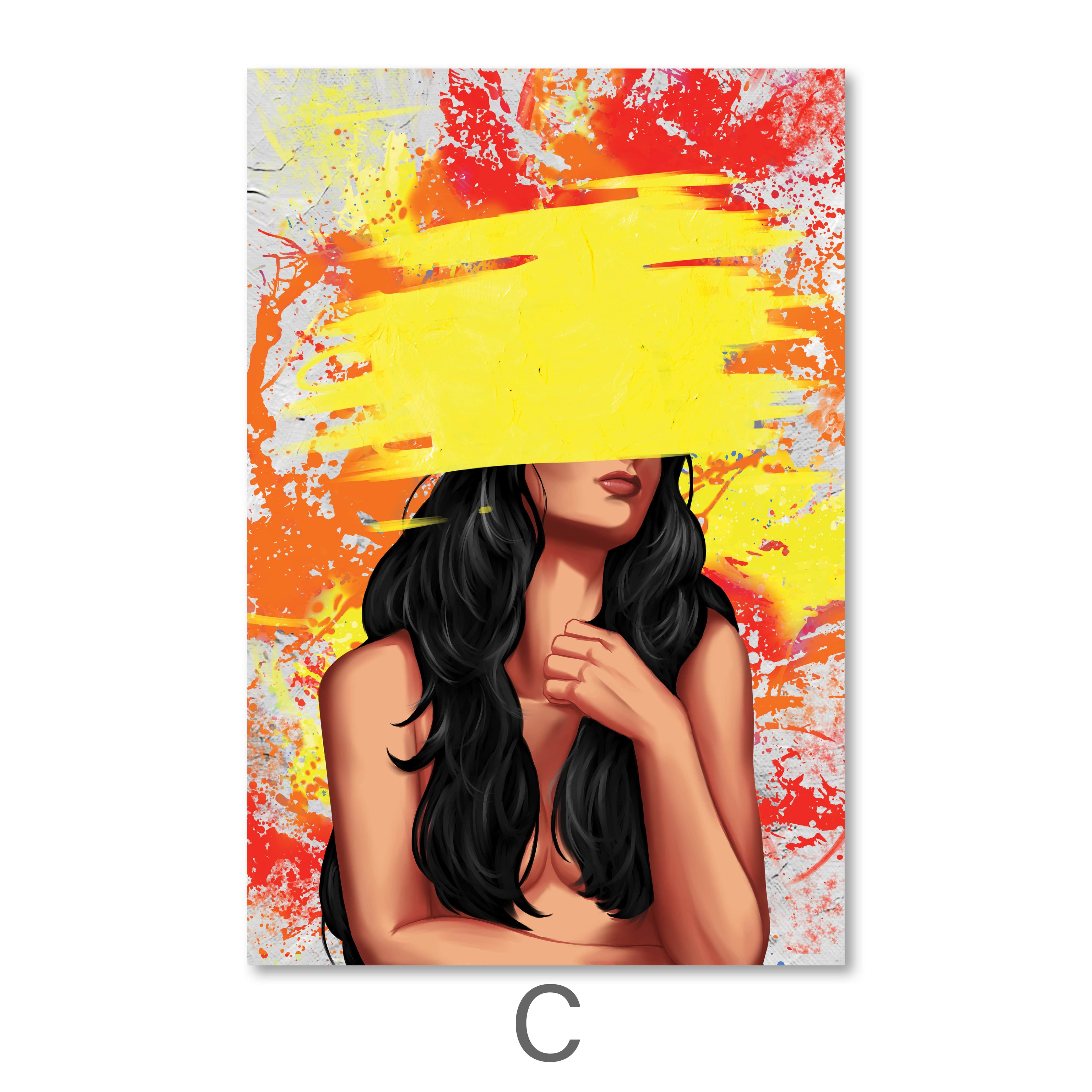 Color Splash Woman Canvas Art C / 40 x 50cm / No Board - Canvas Print Only Clock Canvas