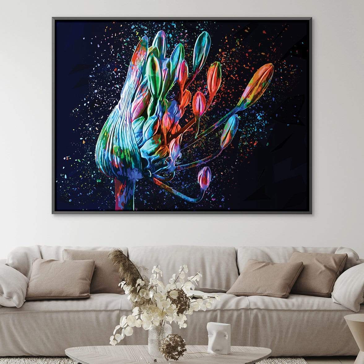 Colored Flower Canvas Art Clock Canvas