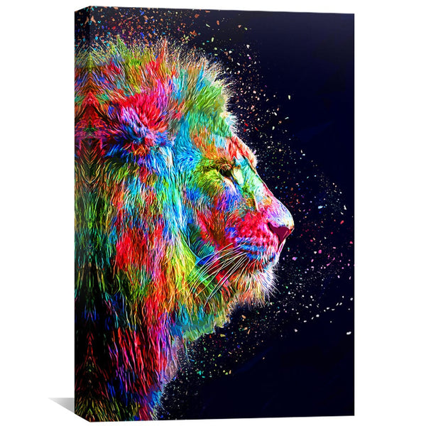 Colored Lion Canvas Art 30 x 45cm / Unframed Canvas Print Clock Canvas