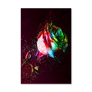 Colored Rose Canvas Art Clock Canvas