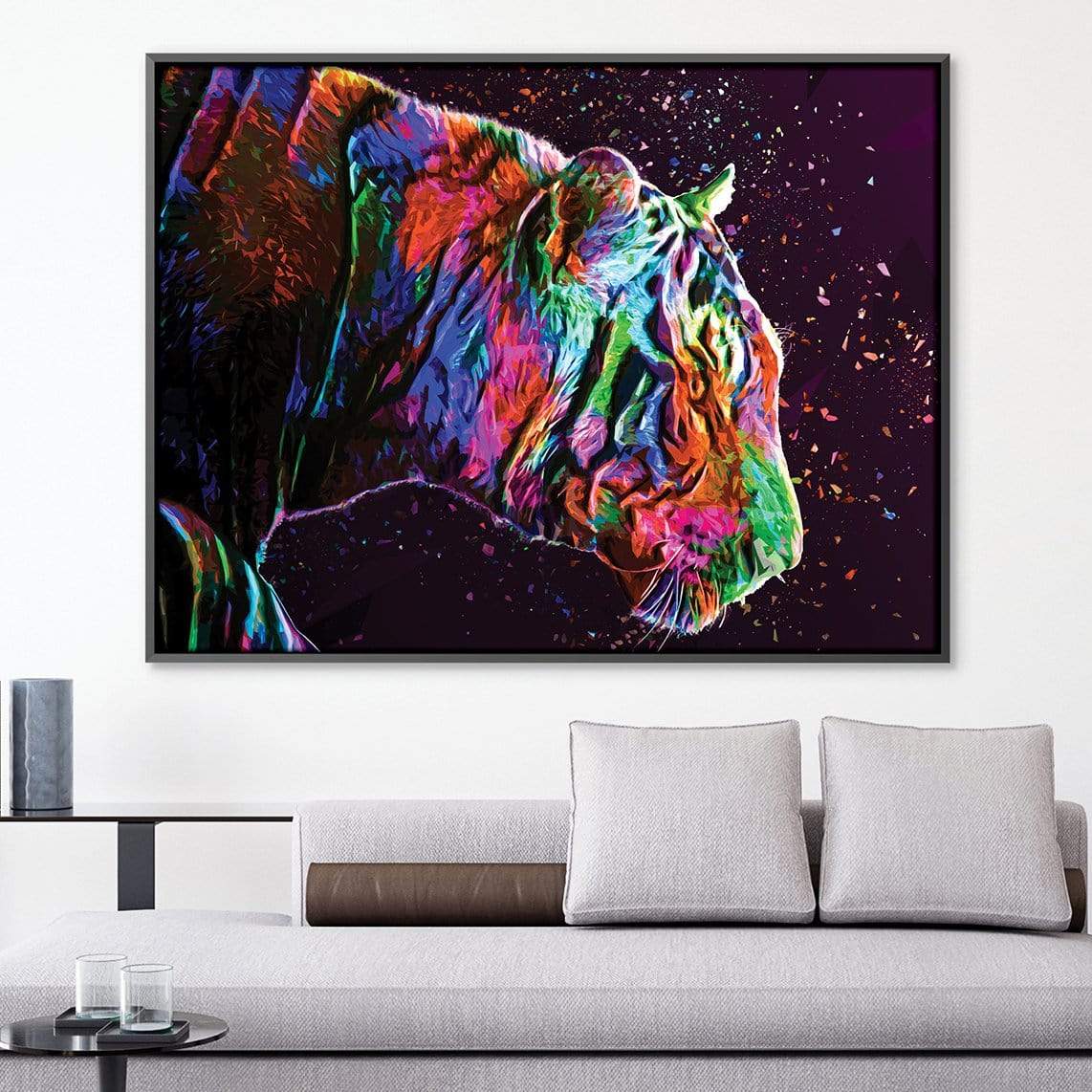 Colored Tiger Canvas Art Clock Canvas