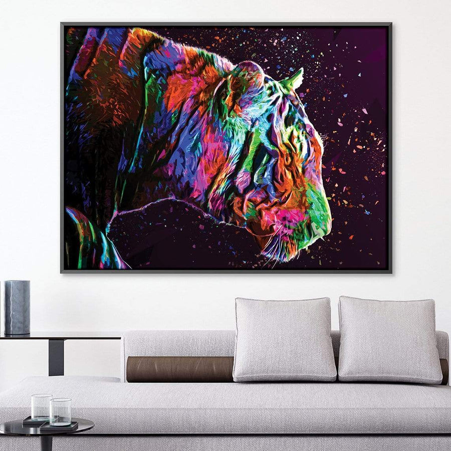 Colored Tiger Canvas Art Clock Canvas