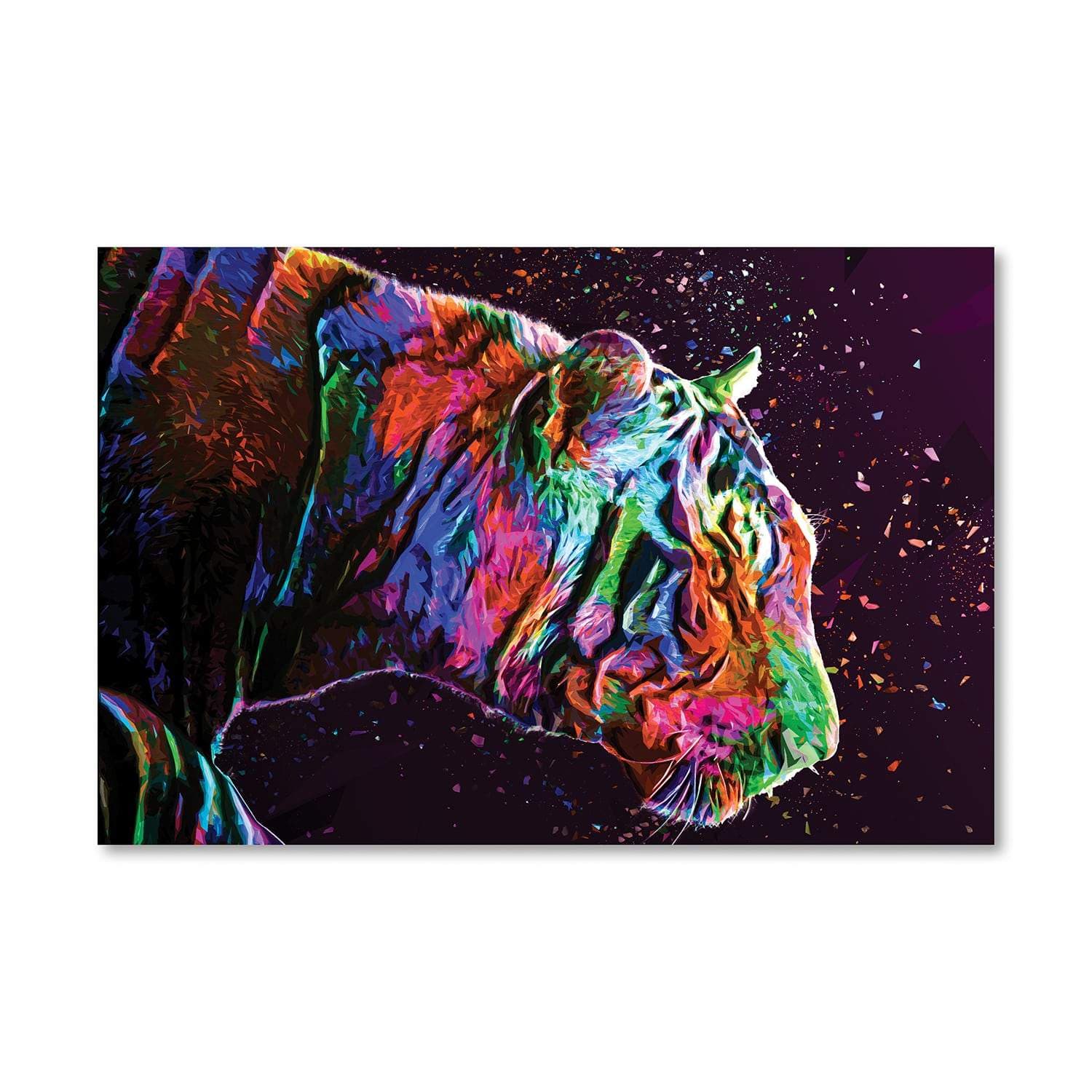 Colored Tiger Canvas Art Clock Canvas