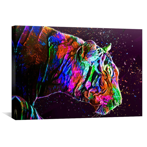 Colored Tiger Canvas Art 45 x 30cm / Unframed Canvas Print Clock Canvas