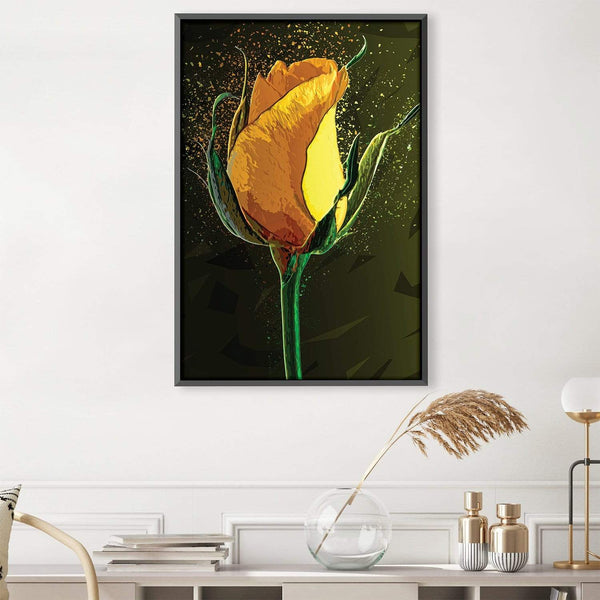 Colored Yellow Rose Canvas Art Clock Canvas