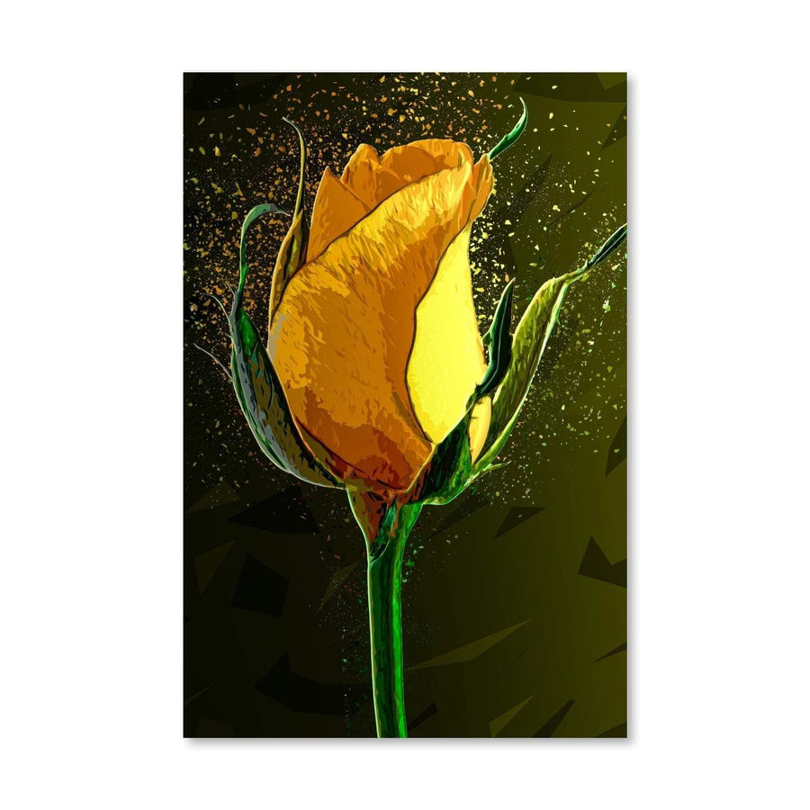 Colored Yellow Rose Canvas Art Clock Canvas