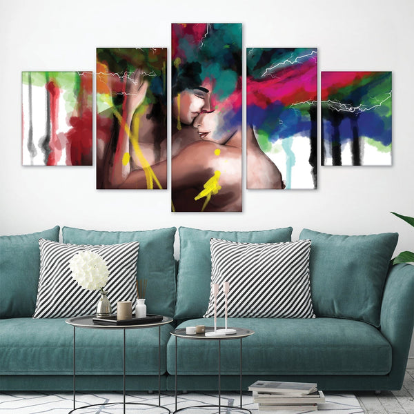 Colorful Embrace Canvas - 5 Panel Art 5 Panel / Large / Standard Gallery Wrap Clock Canvas