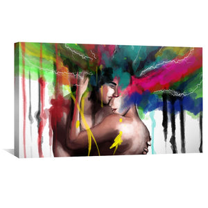 Colorful Embrace Canvas Art 50 x 25cm / Unframed Canvas Print Clock Canvas