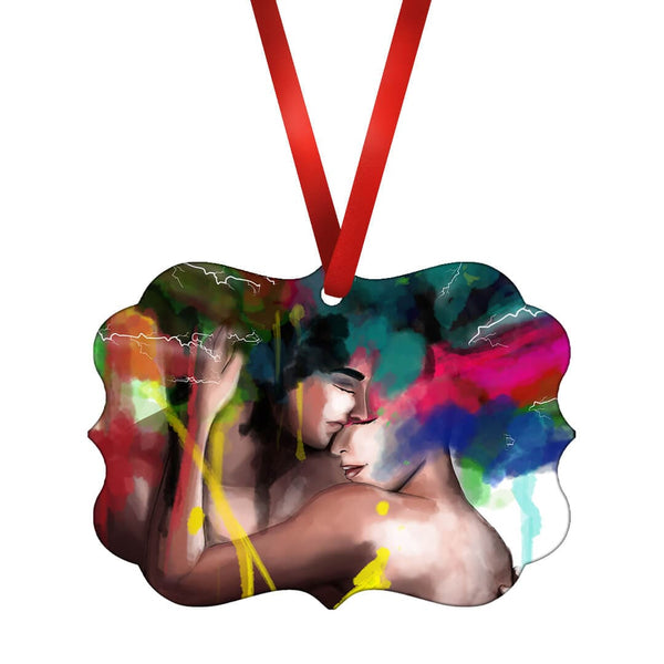 Colorful Embrace Ornament Christmas Ornament Victorian 10.8 x 8cm Clock Canvas