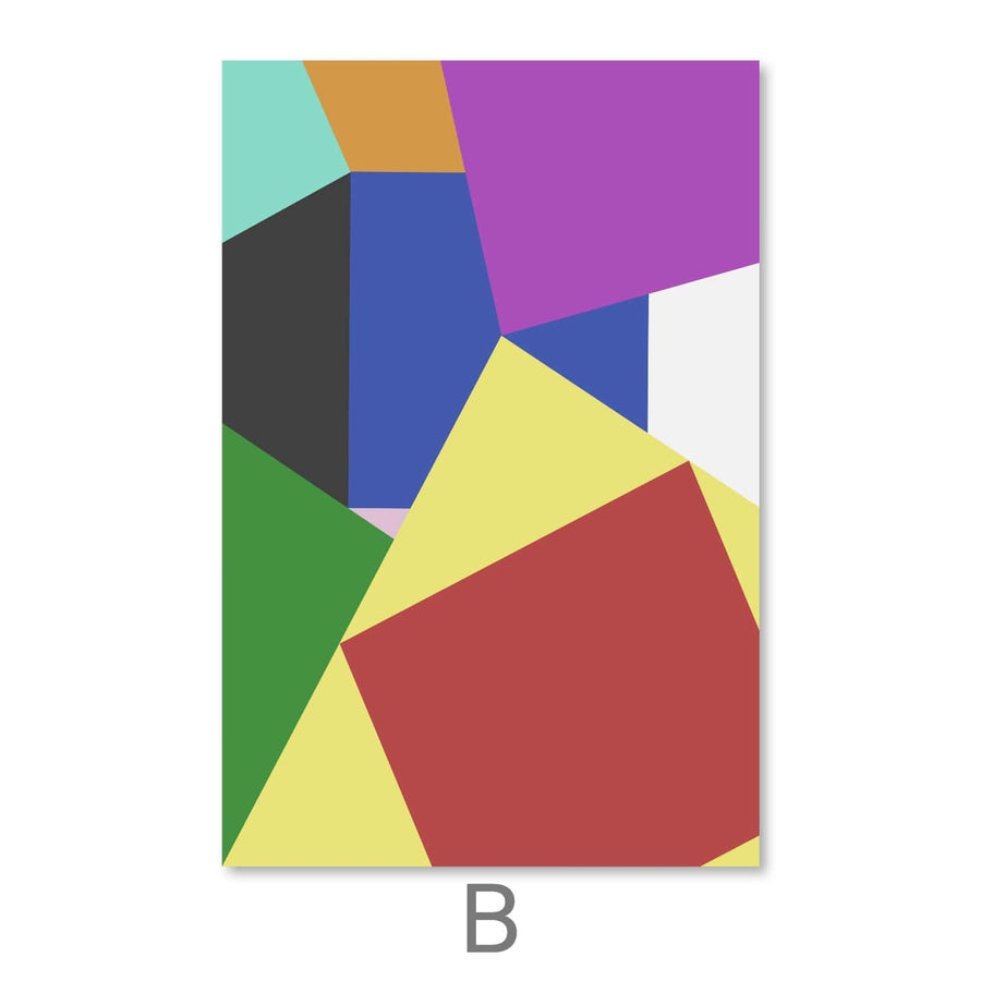 Colorful Geo Canvas Art B / 30 x 45cm / Unframed Canvas Print Clock Canvas
