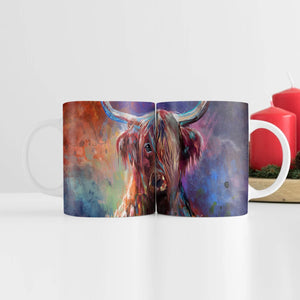 Colorful Highland Cow Mug Mug White Clock Canvas