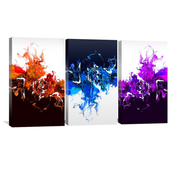 Colorful Wave Canvas Art Set of 3 / 30 x 45cm / Unframed Canvas Print Clock Canvas
