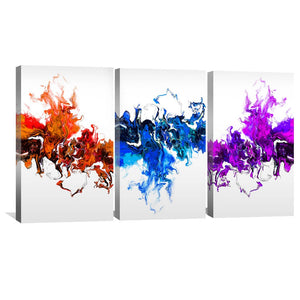 Colorful White Wave Canvas Art Set of 3 / 30 x 45cm / Unframed Canvas Print Clock Canvas
