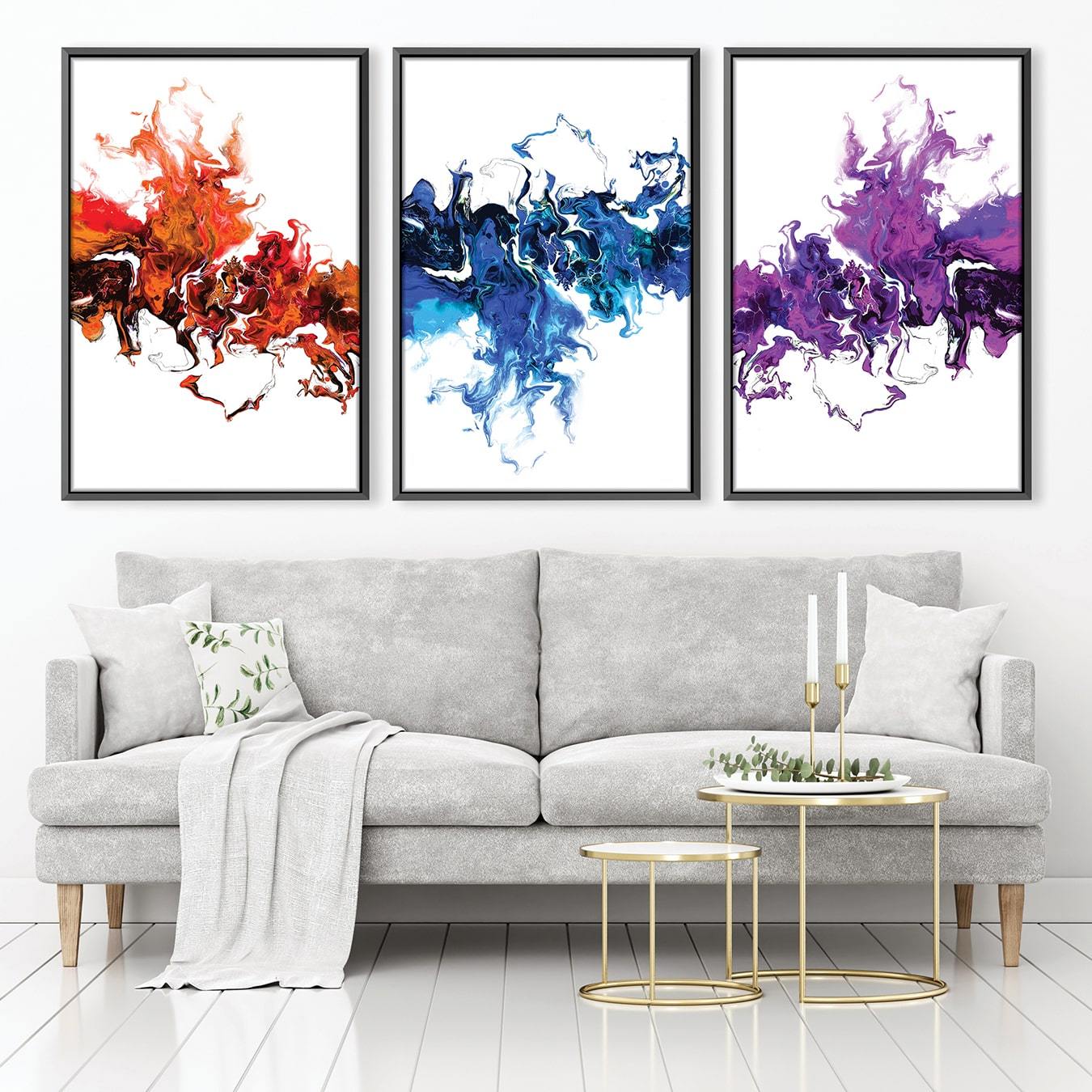 Colorful White Wave Canvas Art Clock Canvas