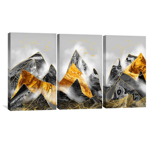 Contrasting Mountains Canvas Art Set of 3 / 40 x 60cm / Unframed Canvas Print Clock Canvas