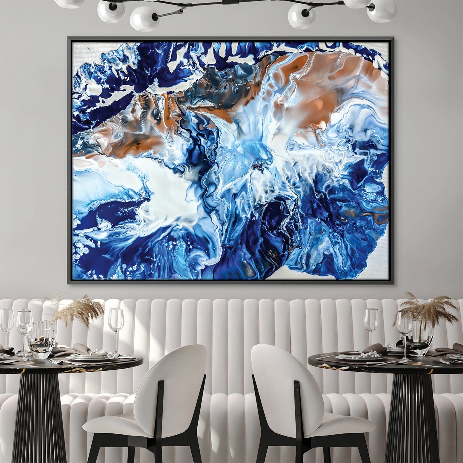 Copper and Blue Canvas Art 45 x 30cm / Unframed Canvas Print Clock Canvas