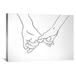 Couple Hands Canvas Art 45 x 30cm / Unframed Canvas Print Clock Canvas