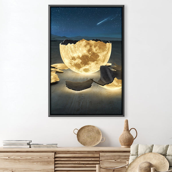 Cracked Moon Canvas Art 30 x 45cm / Unframed Canvas Print Clock Canvas