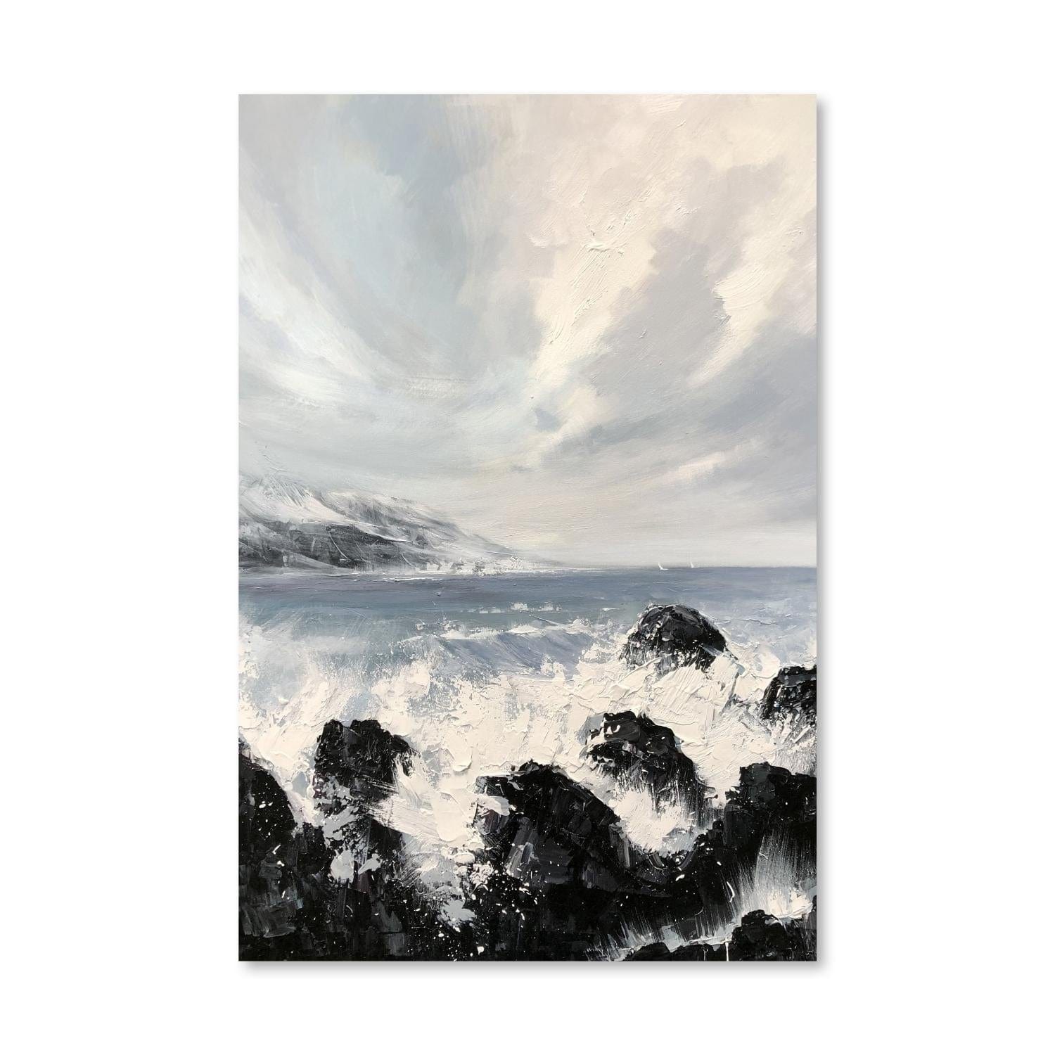Crashing Waves Oil Painting Oil Clock Canvas
