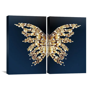 Crystal Butterfly Canvas Art Set of 2 / 40 x 60cm / Unframed Canvas Print Clock Canvas