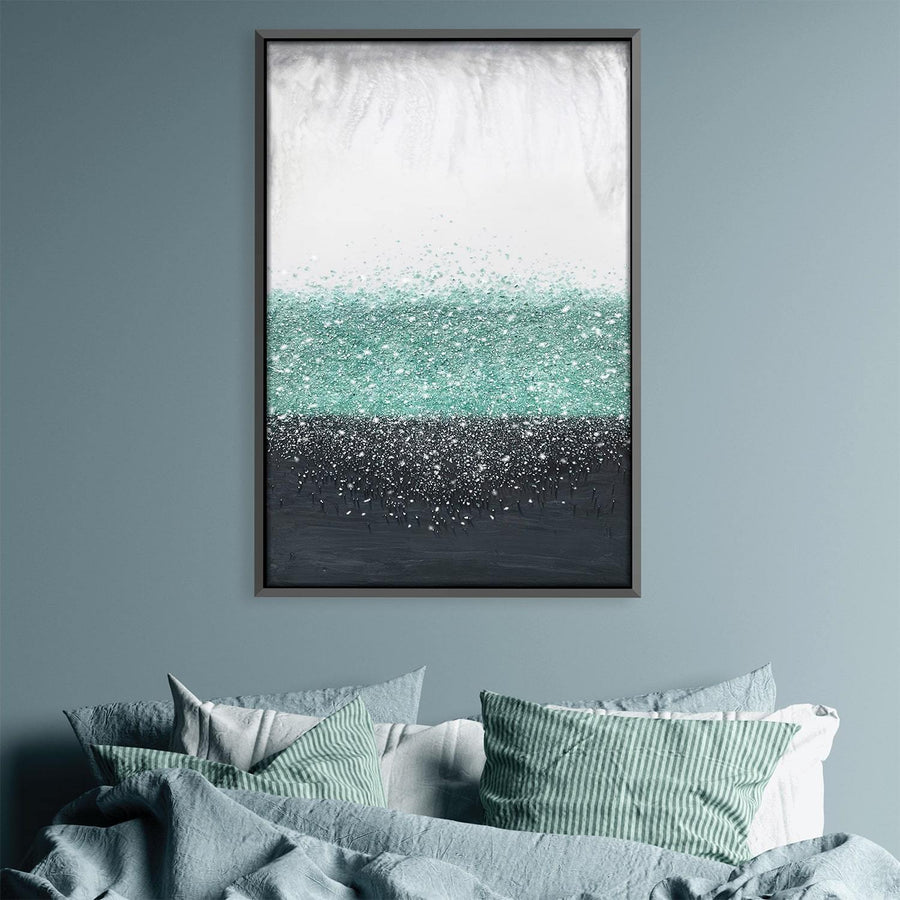 Crystal Rain Green Canvas Art Clock Canvas