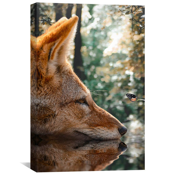 Curious Fox Canvas Art 40 x 60cm / Unframed Canvas Print Clock Canvas