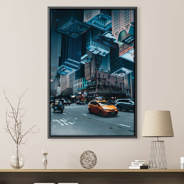 D-Upsidedown City Canvas Art 30 x 45cm / Unframed Canvas Print Clock Canvas
