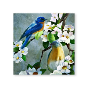 Daisy Blue Birds Canvas Art Clock Canvas