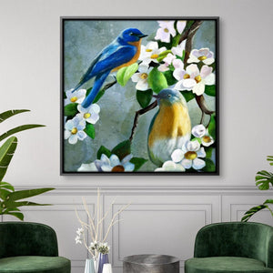 Daisy Blue Birds Canvas Art Clock Canvas