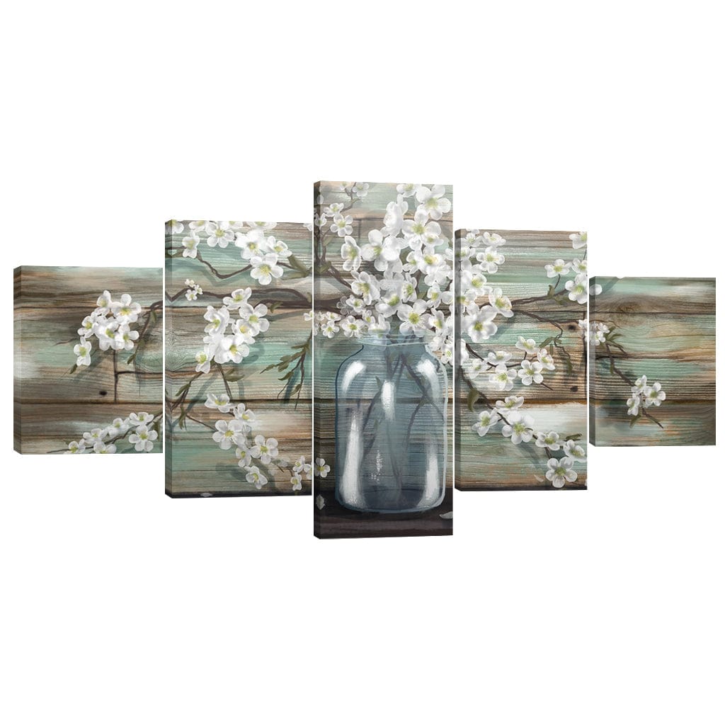 Daisy Vase Canvas - 5 Panel Art Clock Canvas