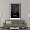 Dallas Black Map Canvas Art Clock Canvas