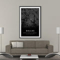Dallas Black Map Canvas Art Clock Canvas
