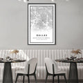 Dallas White Map Canvas Art Clock Canvas