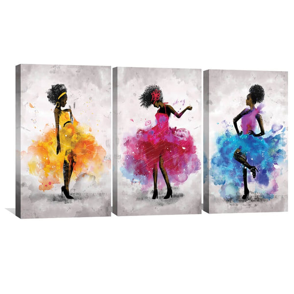 Dancing Queen Canvas Art Set of 3 / 40 x 50cm / No Board - Canvas Print Only Clock Canvas