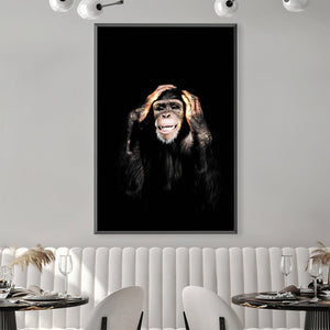 Dark Monkey Hear No Evil Canvas Art 30 x 45cm / Unframed Canvas Print Clock Canvas