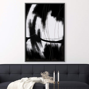 Dark White Abstract Canvas Art Clock Canvas