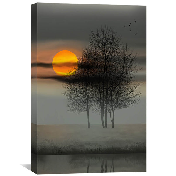 Dawn Over the Branches Canvas Art 30 x 45cm / Unframed Canvas Print Clock Canvas